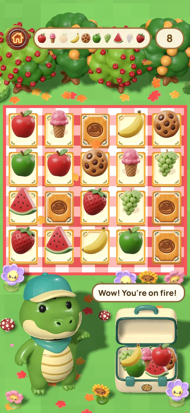 The picnic memory game, with Ollie filling his lunchbox